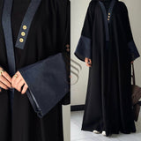 عباية مفتوحة بلمسة جينز كحلي