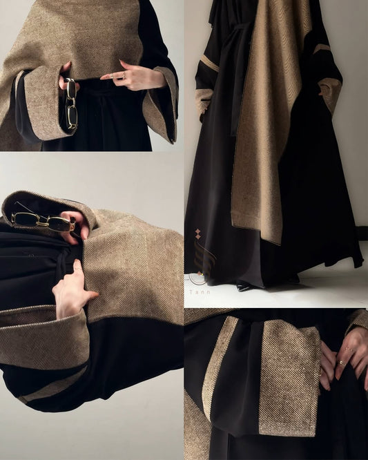 🧣عباية بحزام وسكارف جوخ🥻